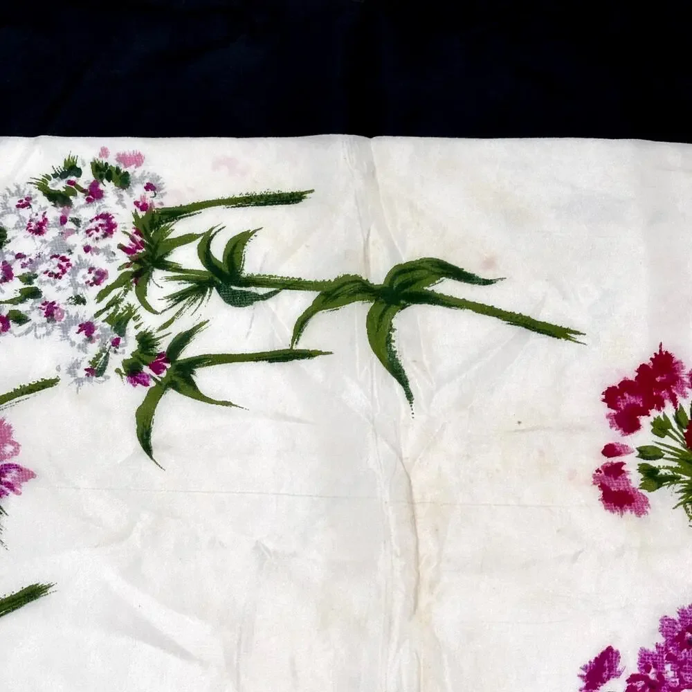 Vintage 1950s Pink Floral Silk Square Scarf Large 30